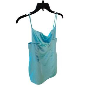 Like New Lucy in the Sky Satin Fitted Mini Dress Turquoise Small